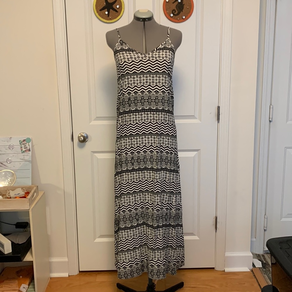 Black and White Patterned Maxi Dress by Rusty